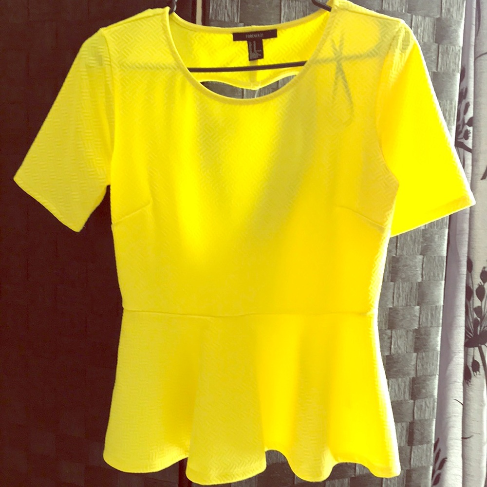 Knit top yellow peplum